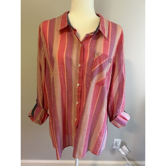 TOMMY HILFIGER Long Sleeve Button Up with Roll Tab Sleeve Size XL - Picture 6 of 9